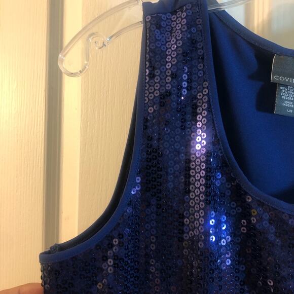 Covington Blue Sequins Shell Tank Size L (NWT) - Picture 9 of 15